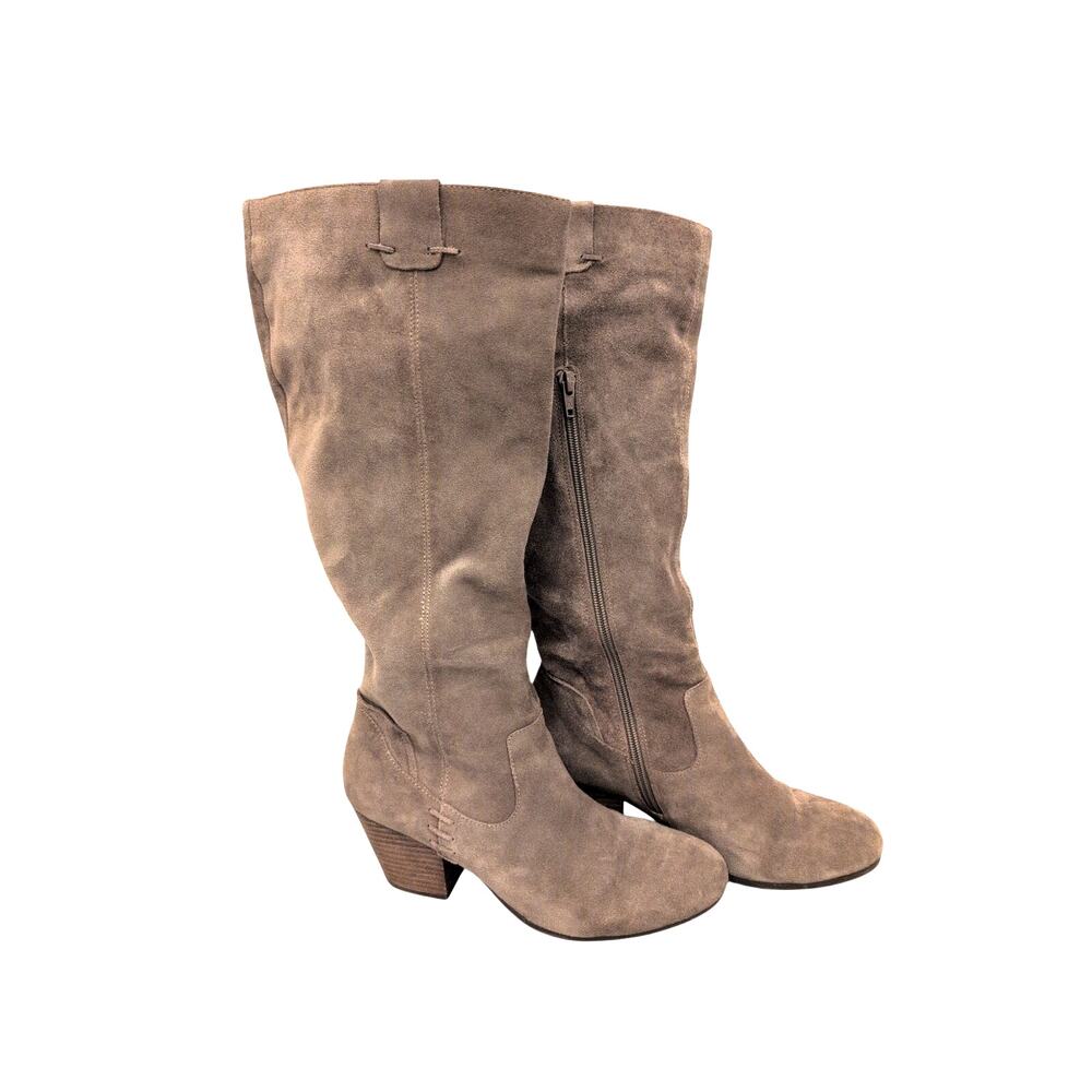 Aerosoles Women's Festivities Leather Block Heel Mid Calf Boots Brown Size 8.5